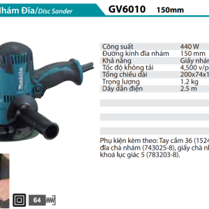 Makita GV6010 MÁY CHÀ NHÁM ĐĨA(150MM)