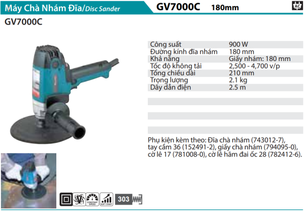 Makita GV7000 MÁY CHÀ NHÁM ĐĨA(180MM)