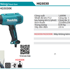 Makita HG5030 MÁY THỔI NÓNG(1600W)