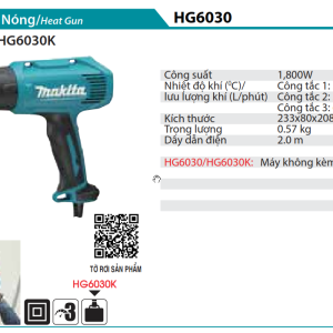 Makita HG6030 MÁY THỔI NÓNG(1800W)