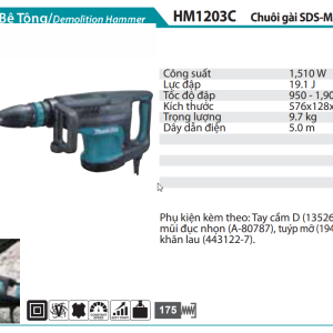 Makita HM1203C MÁY ĐỤC BÊ TÔNG(CHUÔI GÀI SDS-MAX)