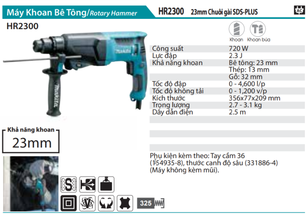 Makita HR2300 MÁY KHOAN BÊ TÔNG