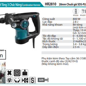 Makita HR2810 MÁY KHOAN BÊ TÔNG 3 CHỨC NĂNG