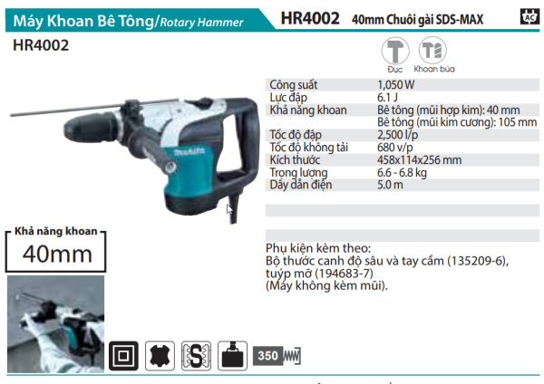 Makita HR4002 MÁY KHOAN BÊ TÔNG