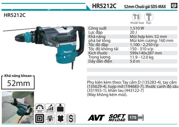 Makita HR5212C MÁY KHOAN BÊ TÔNG