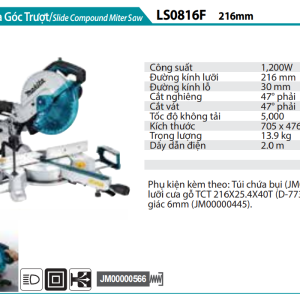 Makita LS0816F MÁY CƯA ĐA GÓC TRƯỢT(216MM) (chưa kèm pin sạc)