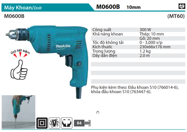 Makita M0600B MÁY KHOAN(10MM)