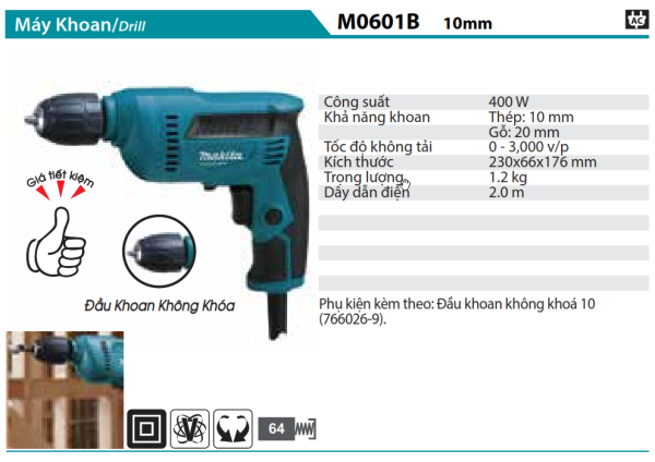 Makita M0601B MÁY KHOAN(10MM)