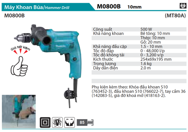 Makita M0800B MÁY KHOAN BÚA(10MM)