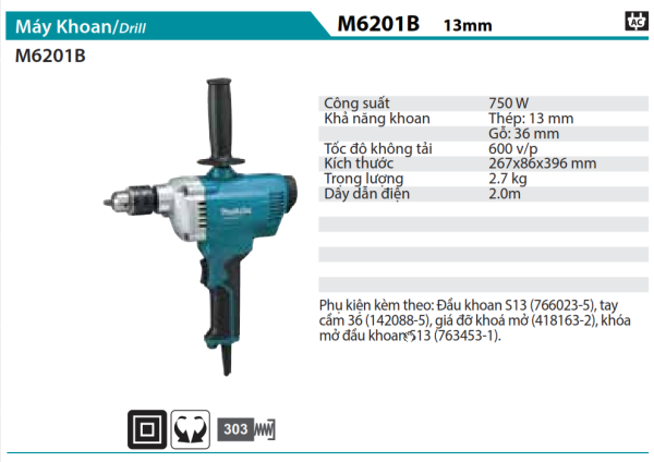 Makita M6201B MÁY KHOAN(13MM)