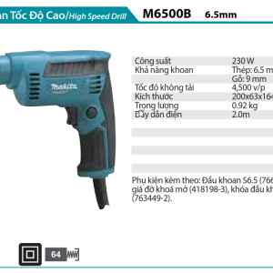 Makita M6500B MÁY KHOAN TỐC ĐỘ CAO(6.5MM)