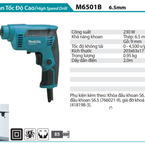 Makita M6501B MÁY KHOAN TỐC ĐỘ CAO(6.5MM)