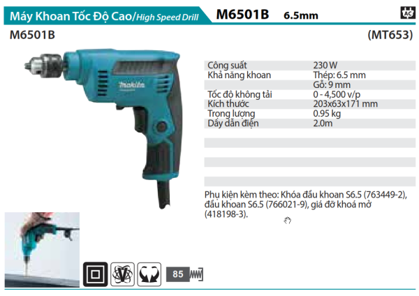 Makita M6501B MÁY KHOAN TỐC ĐỘ CAO(6.5MM)