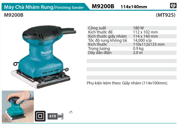 Makita M9200B MÁY CHÀ NHÁM RUNG