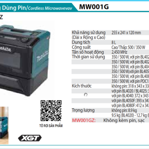 Makita MW001GZ LÒ VI SÓNG DÙNG PIN(40V MAXX2)