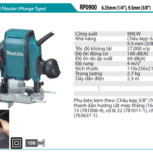 Makita RP0900 MÁY PHAY(6,35MM/1/4",9,35MM/3/8")