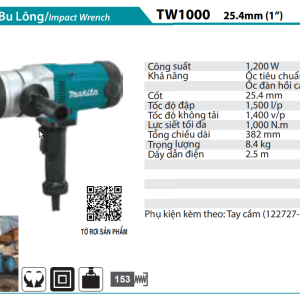 Makita TW1000 MÁY SIẾT BU LÔNG(25.4MM)