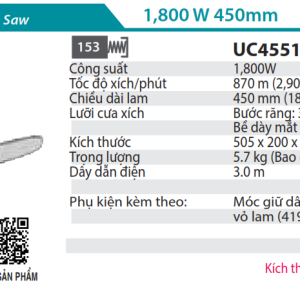 Makita UC4551A MÁY CƯA XÍCH DÙNG ĐIỆN (450MM/91PX)