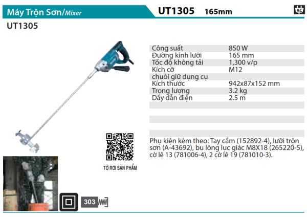 Makita UT1305 MÁY TRỘN SƠN