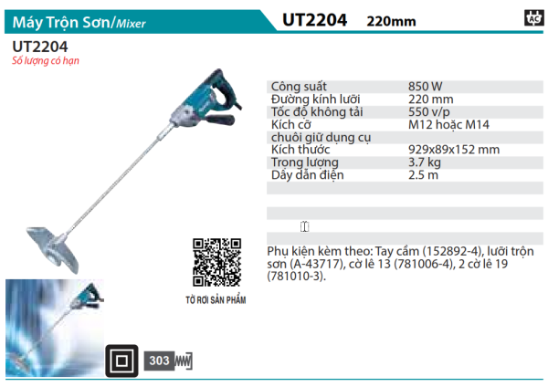 Makita UT2204 MÁY TRỘN SƠN