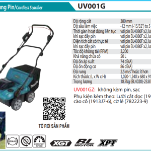 Makita UV001GZ MÁY XỚI ĐẤT DÙNG PIN(380MM/BL)(40VMAX) (chưa kèm pin sạc)