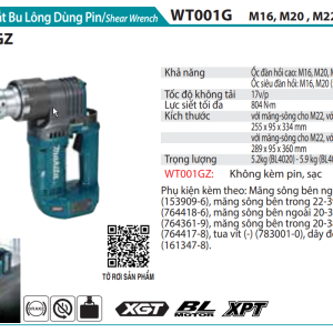 Makita WT001GZ MÁY SIẾT CẮT BU LÔNG DÙNG PIN (BL)(40V MAX)) (không kèm pin sạc)